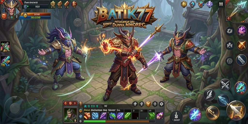 Screenshot gameplay BATIK77 menampilkan pertarungan seru antara karakter dan monster.