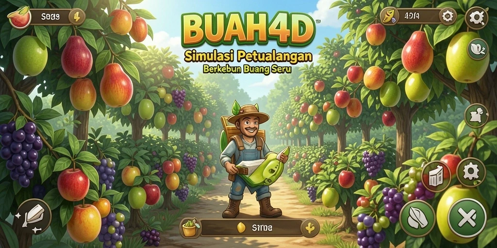 Tampilan menarik dari gameplay BUAH4D saat berkebun buah.