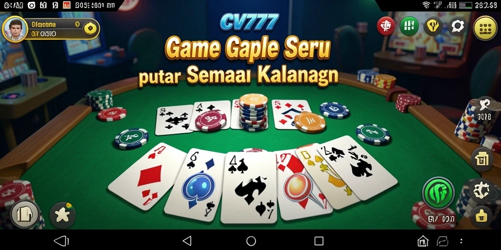 Tampilan seru dari gameplay Gaple di CV777.