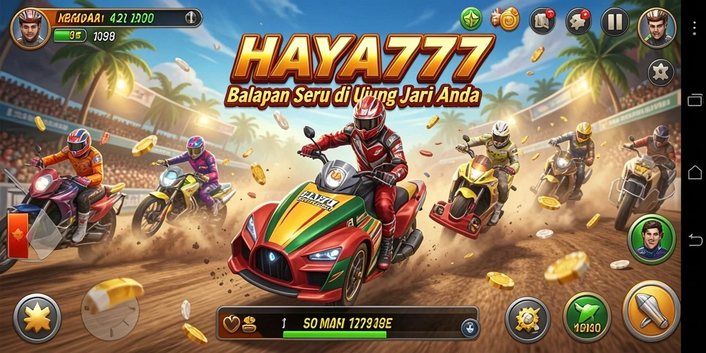 Tampilan gameplay balapan mobil yang menarik dan mendebarkan.