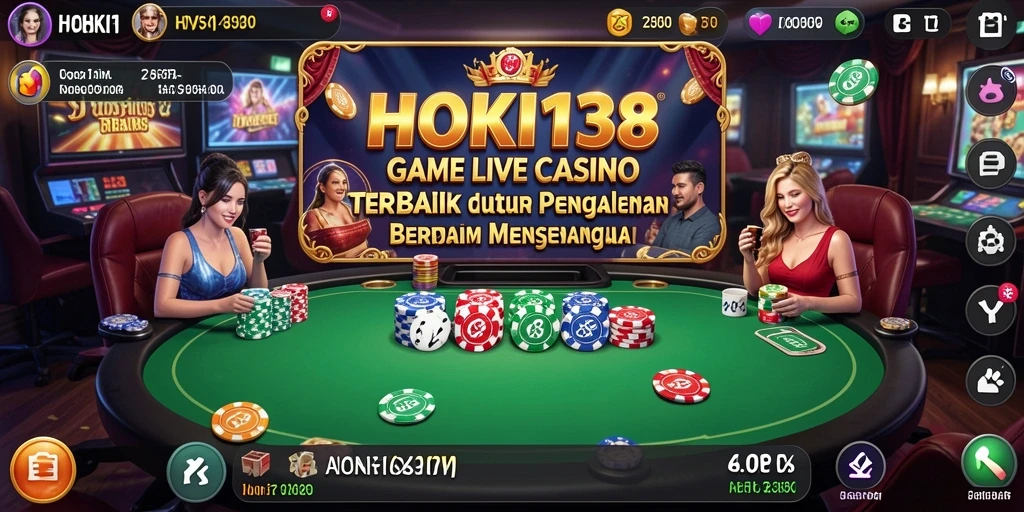 Tampilan gameplay HOKI138 dengan dealer langsung dan suasana kasino menawan.
