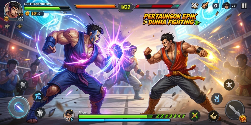 Tangkapan layar dari gameplay Fighting yang seru di IN22.