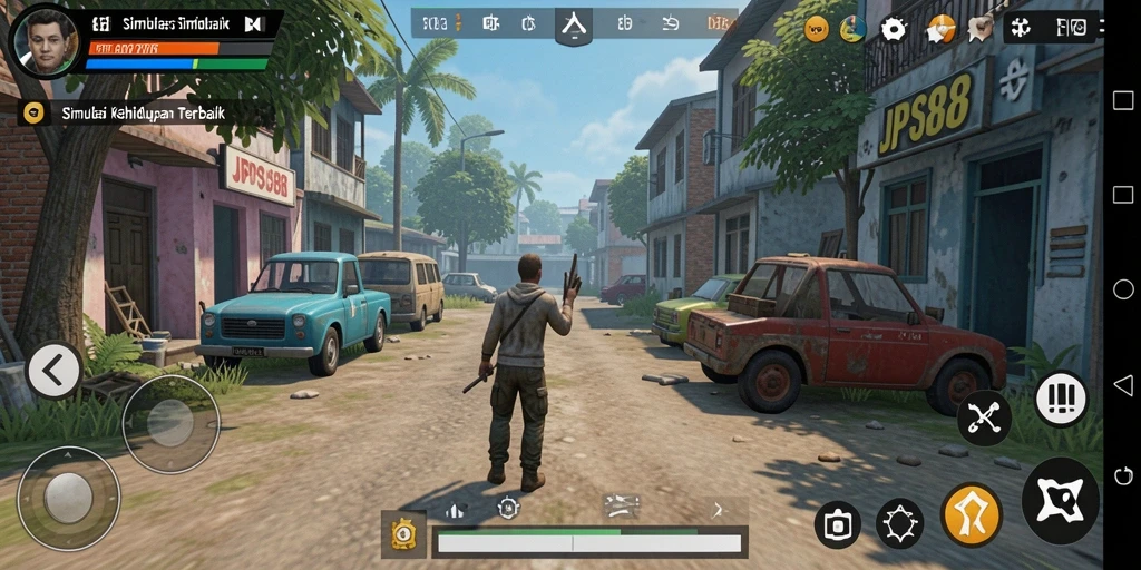 Tampak gameplay interaktif dan dinamis dari JPS88 dalam dunia simulasi kehidupan.