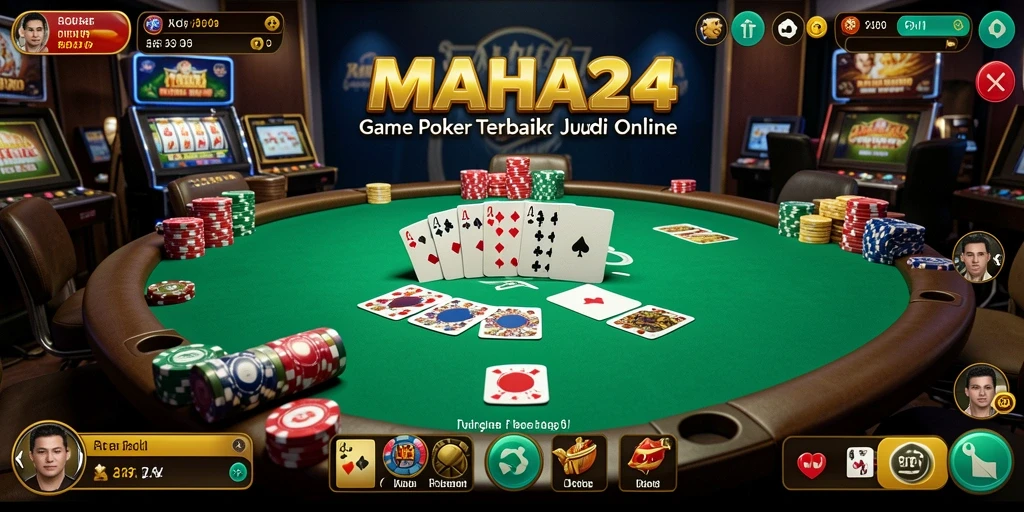 Screenshot utama gameplay Poker MAHA24 yang mendebarkan.
