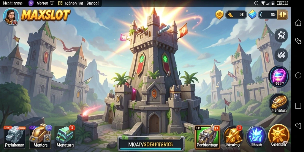 Screenshot gameplay <strong>MAXSLOT</strong> menunjukkan aksi seru Tower Defense yang mendebarkan.