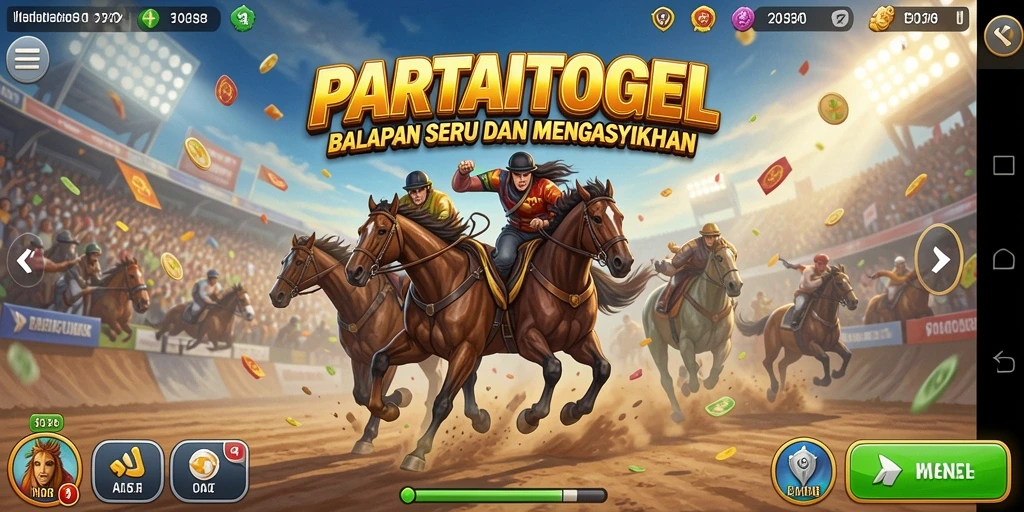 Tampilan gameplay PARTAITOGEL yang seru dengan aksi balapan mendebarkan.