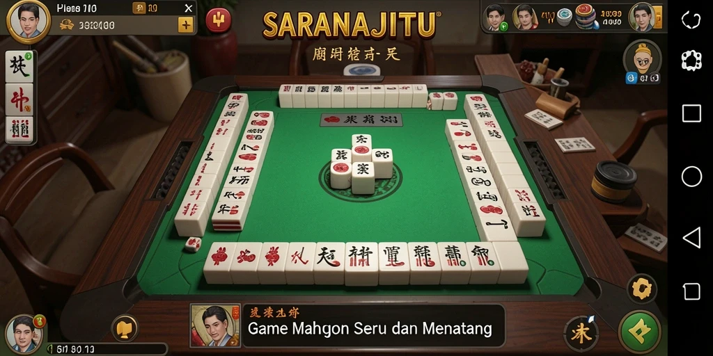 Screenshot dari gameplay SARANAJITU menunjukkan serunya permainan Mahjong.