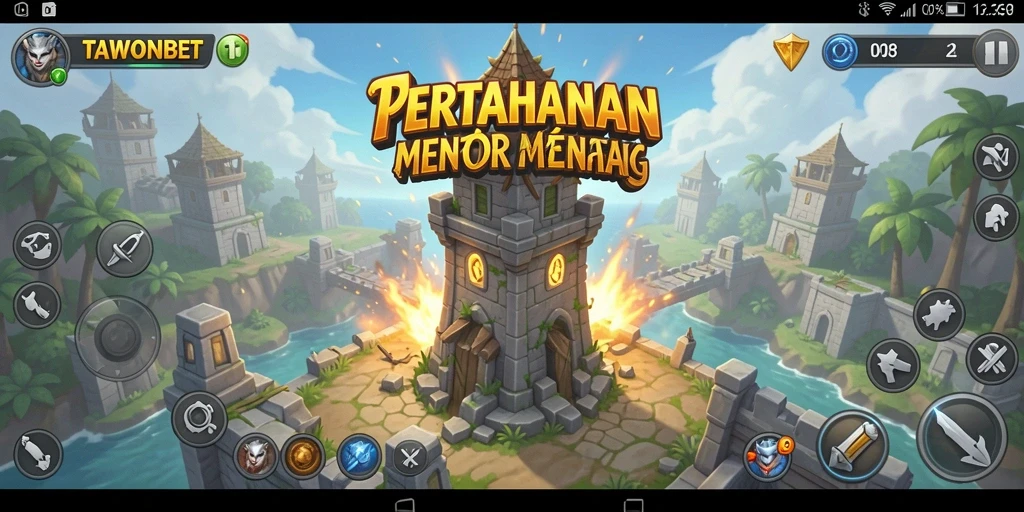 Screenshot gameplay TAWONBET menunjukkan aksi seru dalam Tower Defense.